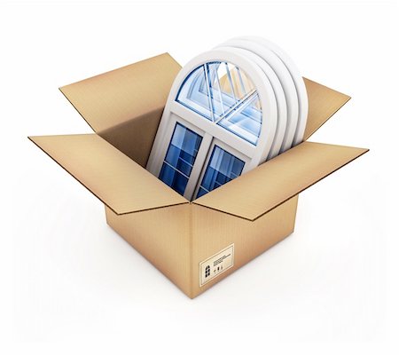 simsearch:400-04228204,k - cardboard box with plastic windows isolated 3d illustration Foto de stock - Super Valor sin royalties y Suscripción, Código: 400-05013954