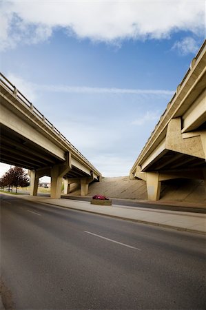 A crossing of two highways with a concrete overpass Stock Photo - Budget Royalty-Free & Subscription, Code: 400-05025738