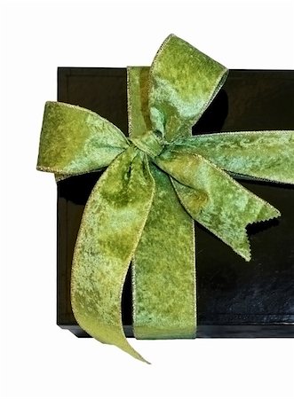 Big black box for gifts with green bow Stock Photo - Budget Royalty-Free & Subscription, Code: 400-05025987