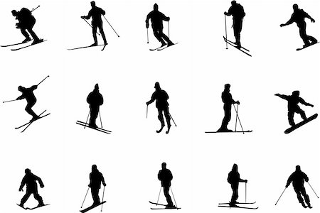 extreme sport clipart - skiing silhouettes Stock Photo - Budget Royalty-Free & Subscription, Code: 400-05026062