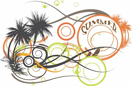 A stunning summer vector composition with the word SUMMER. Stock Photo - Budget Royalty-Free & Subscription, Code: 400-05026431