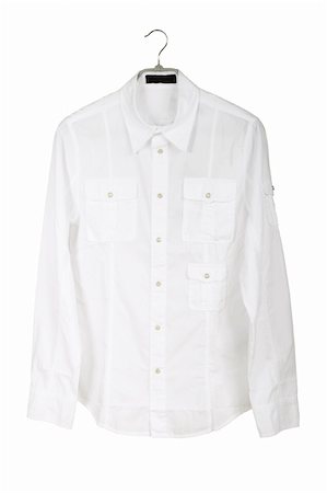 shirt on hanger - White shirt on a hanger on a white background Stock Photo - Budget Royalty-Free & Subscription, Code: 400-05027240