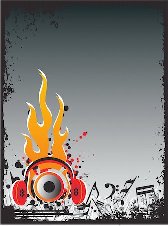 simsearch:400-08166117,k - Dj's steroe headphones on a grunge floral vector illustration background Stock Photo - Budget Royalty-Free & Subscription, Code: 400-05027575