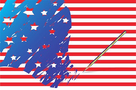 simsearch:400-07626725,k - Vector - American flag sketched out using a pencil. Concept: Election day. Photographie de stock - Aubaine LD & Abonnement, Code: 400-05027592