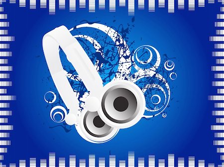 simsearch:400-08166117,k - Dj's steroe headphones on a grunge floral vector illustration background Stock Photo - Budget Royalty-Free & Subscription, Code: 400-05027794