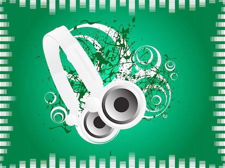 simsearch:400-08166117,k - Dj's steroe headphones on a grunge floral vector illustration background Stock Photo - Budget Royalty-Free & Subscription, Code: 400-05027806