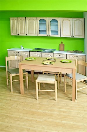 dining room with green chairs - Green kitchen with dining table and chairs Stock Photo - Budget Royalty-Free & Subscription, Code: 400-05028067