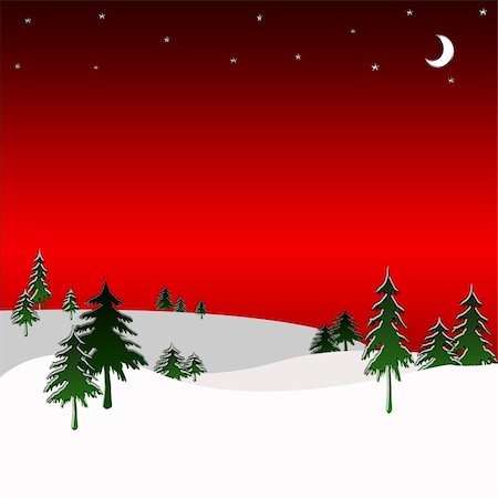 simsearch:400-04266160,k - Christmas tree lined hills on stary night Stock Photo - Budget Royalty-Free & Subscription, Code: 400-05020008