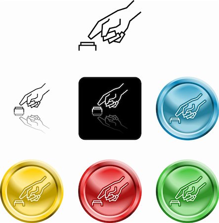 Several versions of an icon symbol of a stylised hand pressing a button Stock Photo - Budget Royalty-Free & Subscription, Code: 400-05020985