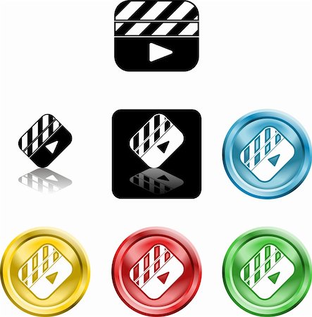 Several versions of an icon symbol of a stylised film clapper board Stock Photo - Budget Royalty-Free & Subscription, Code: 400-05020988