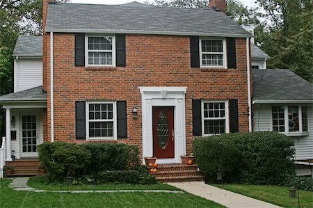 A colonial, new england style brick home. Stock Photo - Budget Royalty-Free & Subscription, Code: 400-05021137