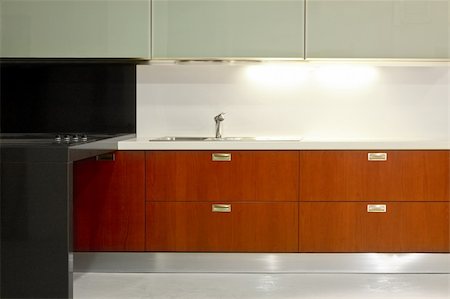 simsearch:700-06038234,k - New modern kitchen with metal and glass Foto de stock - Super Valor sin royalties y Suscripción, Código: 400-05021648