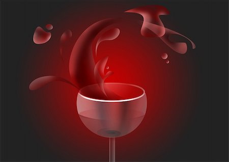 simsearch:400-08791429,k - Red wine in the glass and splashes on black background Stockbilder - Microstock & Abonnement, Bildnummer: 400-05022189