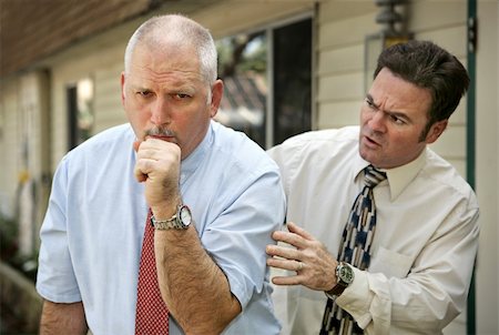 simsearch:400-05021851,k - A mature businessman with a severe cough.  His worried colleague is patting him on the back.  Focus on coughing man. Foto de stock - Super Valor sin royalties y Suscripción, Código: 400-05022213