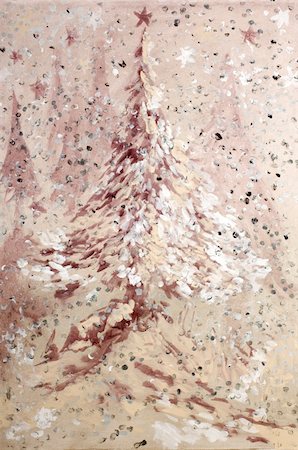 santa rosa - a romantic christmas tree under the falling snow, painted by my own inspiration Stockbilder - Microstock & Abonnement, Bildnummer: 400-05022412
