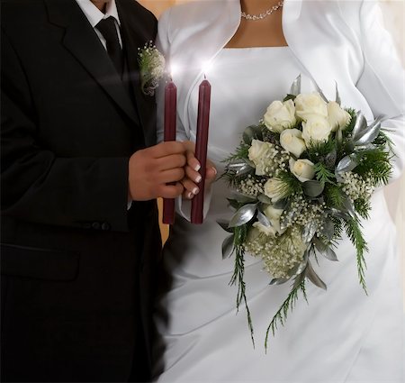 simsearch:400-04161888,k - Bride and groom during ceremony Fotografie stock - Microstock e Abbonamento, Codice: 400-05034040