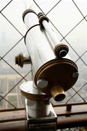 paris with rain - telescope at the top of eiffel tower in paris Stock Photo - Budget Royalty-Free & Subscription, Code: 400-05034351