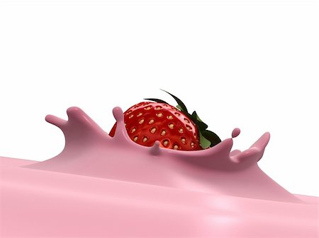 3d rendered illustration of yogurt with a strawberry Stock Photo - Budget Royalty-Free & Subscription, Code: 400-05034493