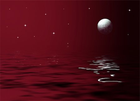 romance and stars in the sky - Illustration of a night scenery at sea. Stock Photo - Budget Royalty-Free & Subscription, Code: 400-05034960