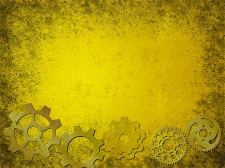 Yellow grunge background with gears. Computer generatid picture. Photographie de stock - Aubaine LD & Abonnement, Code: 400-05036233