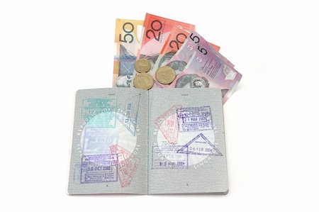 Passport with currency Fotografie stock - Microstock e Abbonamento, Codice: 400-05036444