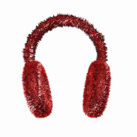 Red furry winter earmuffs Stock Photo - Budget Royalty-Free & Subscription, Code: 400-05036575