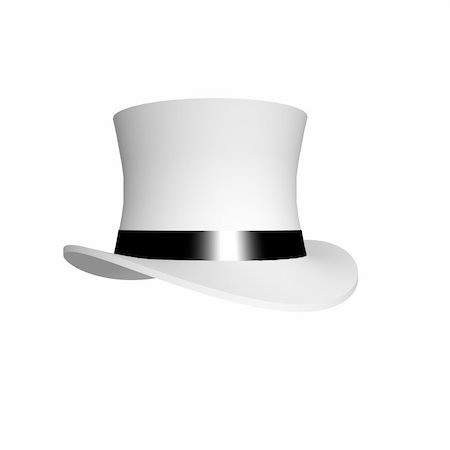 Classic white top hat with black shiny band Stock Photo - Budget Royalty-Free & Subscription, Code: 400-05036580
