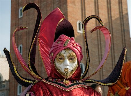 simsearch:400-04546218,k - Carnival Venetian disguise with San Marco tower on background Stock Photo - Budget Royalty-Free & Subscription, Code: 400-05037038