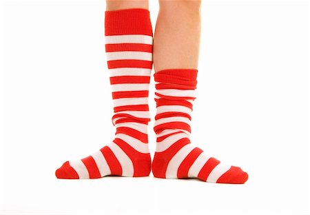 funny striped red socks isolated on white Stock Photo - Budget Royalty-Free & Subscription, Code: 400-05037874