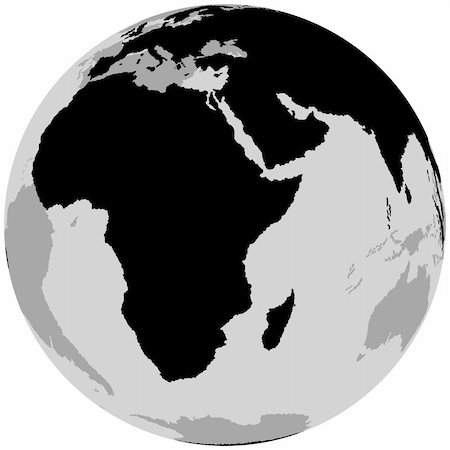 Earth Africa - Globe with continents as black and white illustration - vector Stock Photo - Budget Royalty-Free & Subscription, Code: 400-05038008