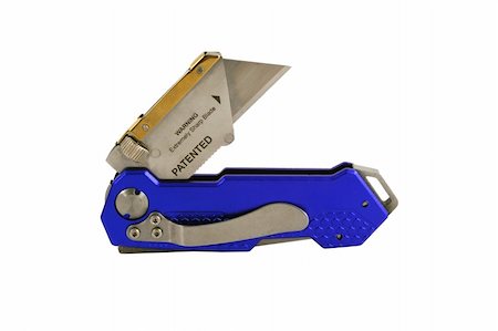 A Open Blue anodized contractors razor knife Stock Photo - Budget Royalty-Free & Subscription, Code: 400-05039164