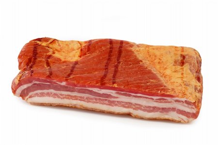 simsearch:400-05326789,k - Smoked pork bacon on white background Fotografie stock - Microstock e Abbonamento, Codice: 400-05039206