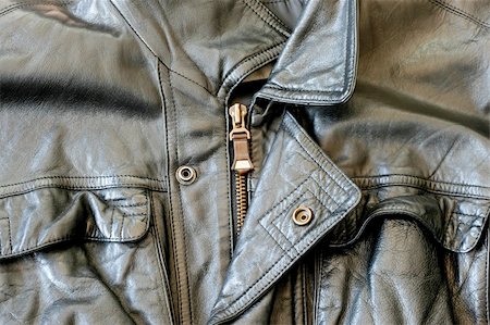 Detail of Leather Jacket with zipper and collar Stock Photo - Budget Royalty-Free & Subscription, Code: 400-05039288