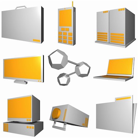 Information technology business icons and symbol set series - gray orange Stock Photo - Budget Royalty-Free & Subscription, Code: 400-05039358