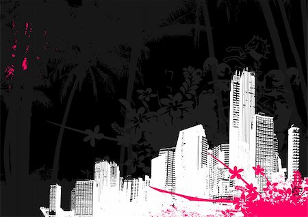 simsearch:400-04584480,k - Illustration with city and pink splash. Vector Stock Photo - Budget Royalty-Free & Subscription, Code: 400-05039828