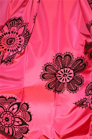 Pink silk fabric with black flowers pattern Stock Photo - Budget Royalty-Free & Subscription, Code: 400-05030709