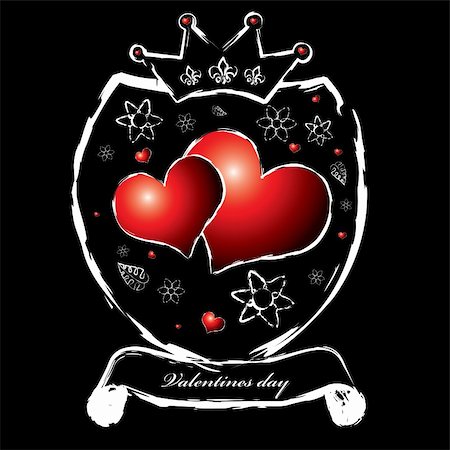chalk inspired valentines illustration of a shield and crown Stock Photo - Budget Royalty-Free & Subscription, Code: 400-05030824