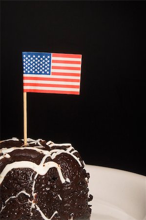 A piece of chocolate cake with the American flag. Stock Photo - Budget Royalty-Free & Subscription, Code: 400-05031309