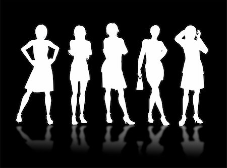 simsearch:400-04017214,k - Businesswomen silhouettes in different poses and attitudes Stockbilder - Microstock & Abonnement, Bildnummer: 400-05031333