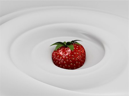 3d rendered illustration of white cream with a strawberry Stock Photo - Budget Royalty-Free & Subscription, Code: 400-05031359