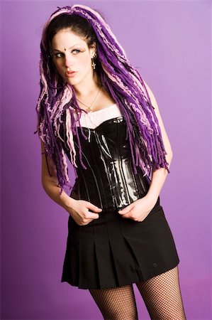 A beautifull girl with purple dreadlocks in her hair Stock Photo - Budget Royalty-Free & Subscription, Code: 400-05032332