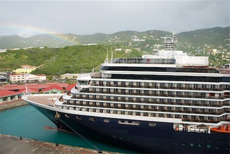 rainbow harbor - Luxury cruise liner docked at US Virgin Islands port Stock Photo - Budget Royalty-Free & Subscription, Code: 400-05032670