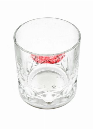 whisky glass with red lipstick isolated on white Stock Photo - Budget Royalty-Free & Subscription, Code: 400-05033068