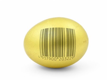 simsearch:400-04499320,k - golden egg with fake bar code Fotografie stock - Microstock e Abbonamento, Codice: 400-05033485