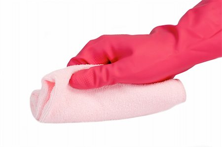 simsearch:400-04512289,k - Pink gloves and a pink cleanliness cloth on a bright background. Stock Photo - Budget Royalty-Free & Subscription, Code: 400-05044489