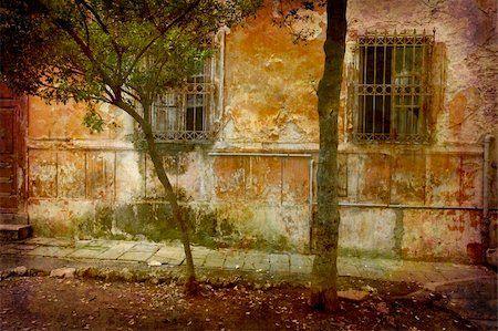 simsearch:400-05004765,k - Artistic work of my own in retro style - Postcard from Italy. - Urban decay - Lucca, Tuscany. Fotografie stock - Microstock e Abbonamento, Codice: 400-05044559