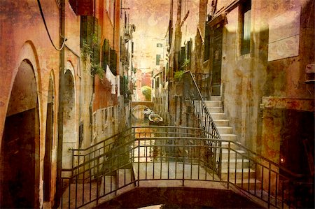simsearch:400-04512320,k - Artistic work of my own in retro style - Postcard from Italy. - Urban Venice. Fotografie stock - Microstock e Abbonamento, Codice: 400-05044732