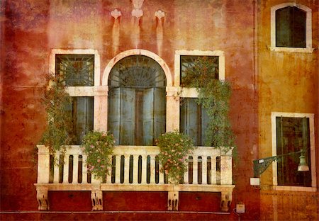 simsearch:400-05004765,k - Artistic work of my own in retro style - Postcard from Italy. - Balcony - Venice Fotografie stock - Microstock e Abbonamento, Codice: 400-05044783