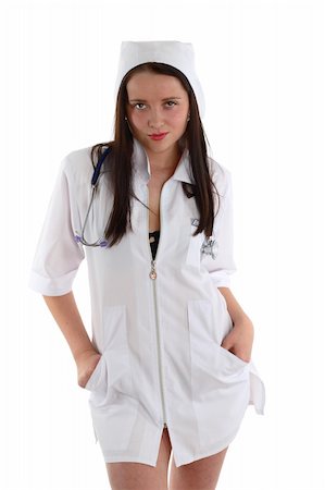 stethoscopes art - sexy nurse with stethoscope on white background Stock Photo - Budget Royalty-Free & Subscription, Code: 400-05044792