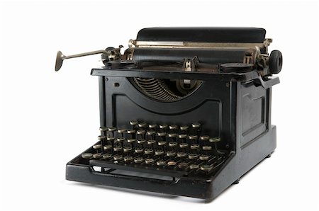 An old antique typewriter isolated on white. Fotografie stock - Microstock e Abbonamento, Codice: 400-05044805